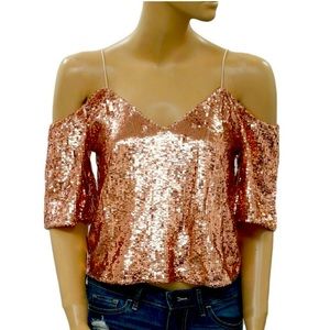 Alice and Olivia off the shoulder pink top